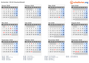Kalender Ferien 2017-18